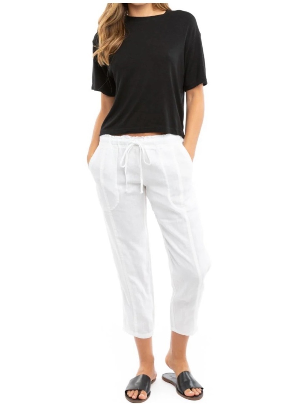 Hard Tail PAPER BAG CROP LINEN PANT Drawstring Pants XL